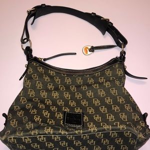 Dooney & Bourke Denim Black Medium Shoulder Bag with Wristlet